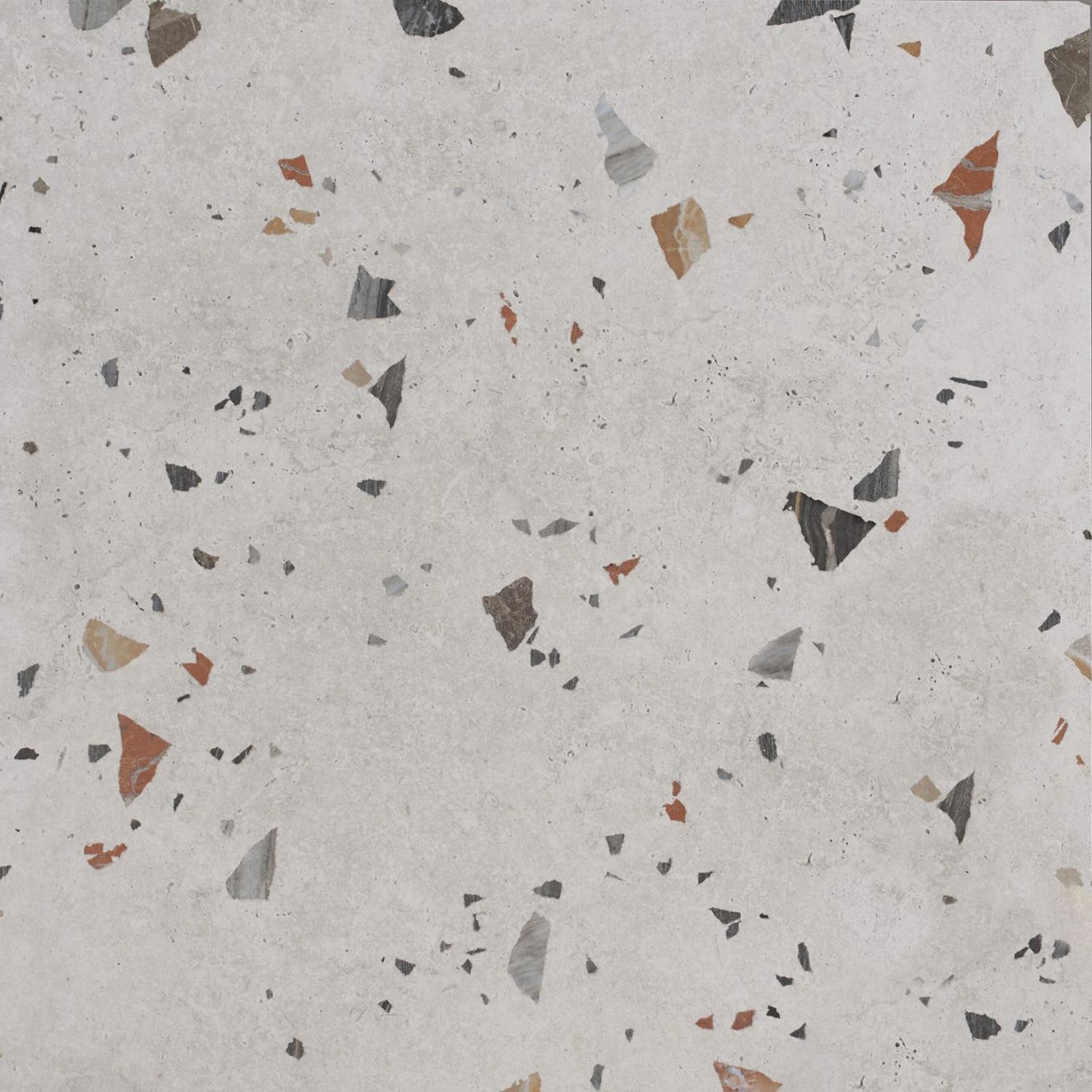 Bono Pearl Grey Matt Porcelain Terrazzo Tile 600x600mm
