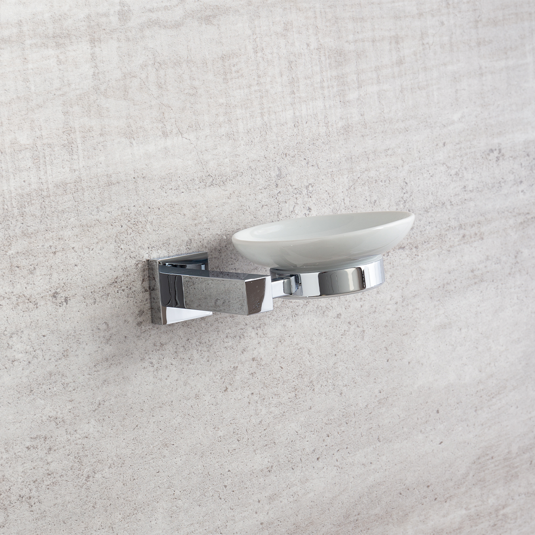 Quad Chrome Ceramic Soap Dish Holder