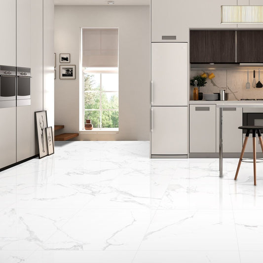 Miramar White Polished Porcelain Tile 600x600mm