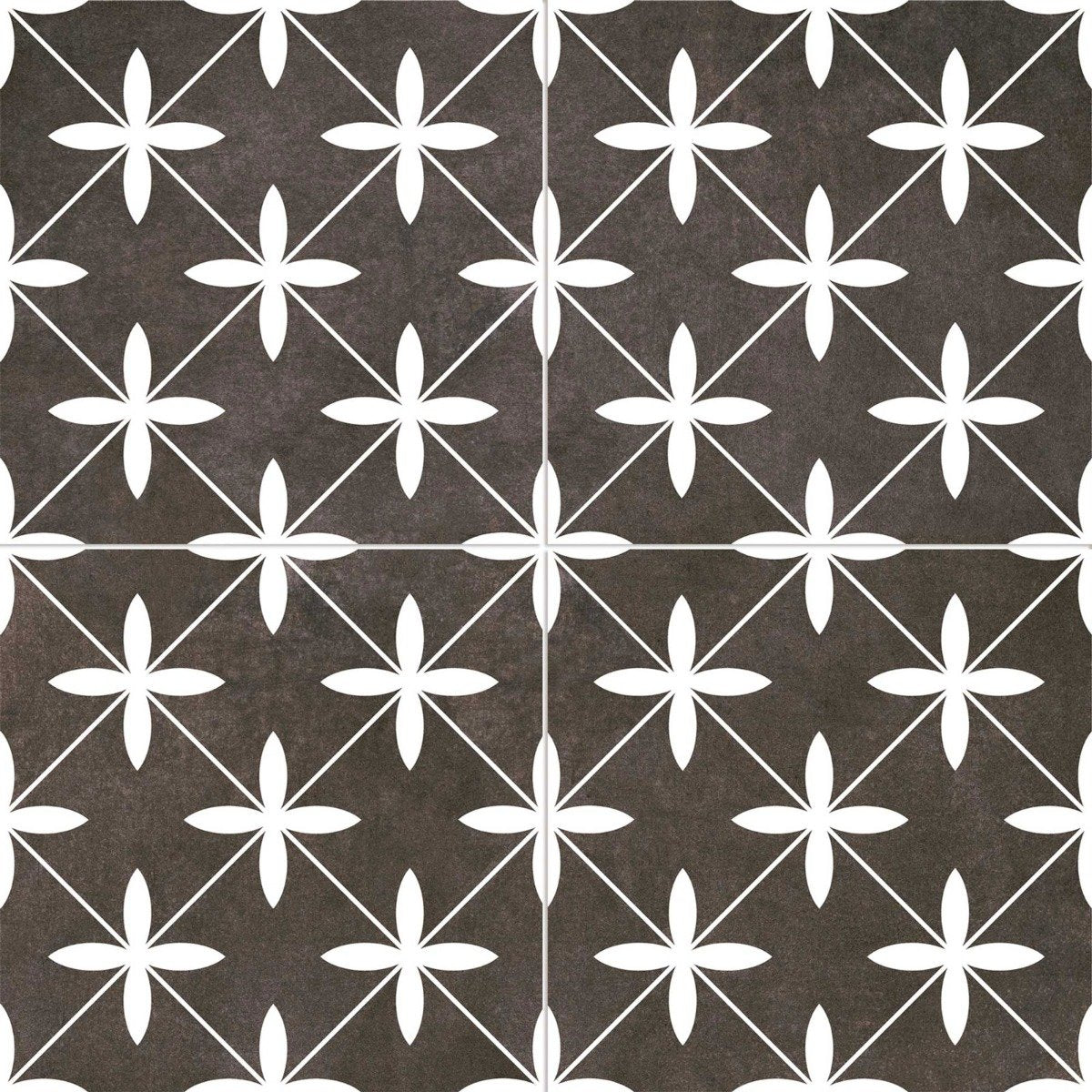 Potton Black Pattern Ceramic Tile 450x450mm