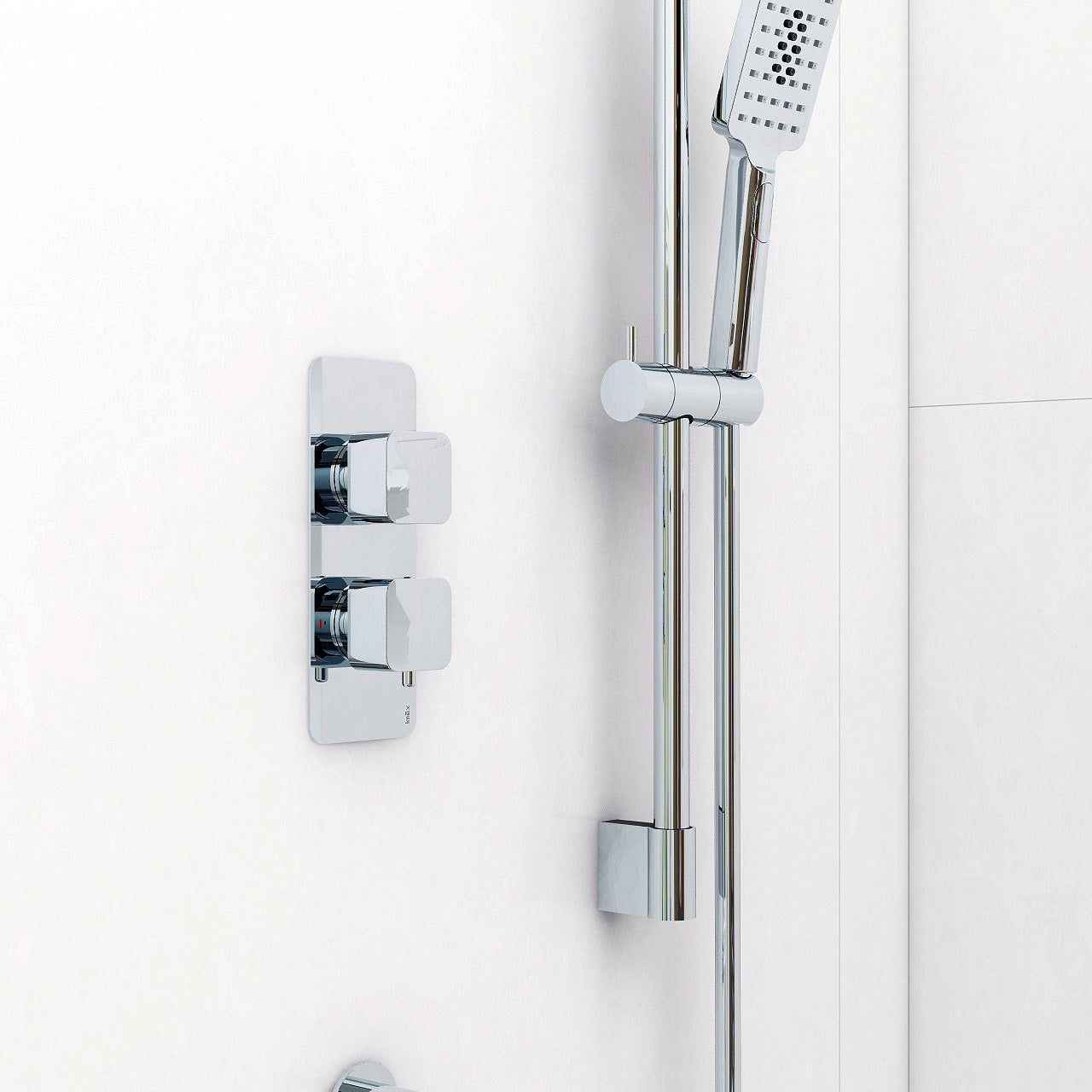 Quadro soft square shower valve – 2 handle, 1 outlet – Chrome