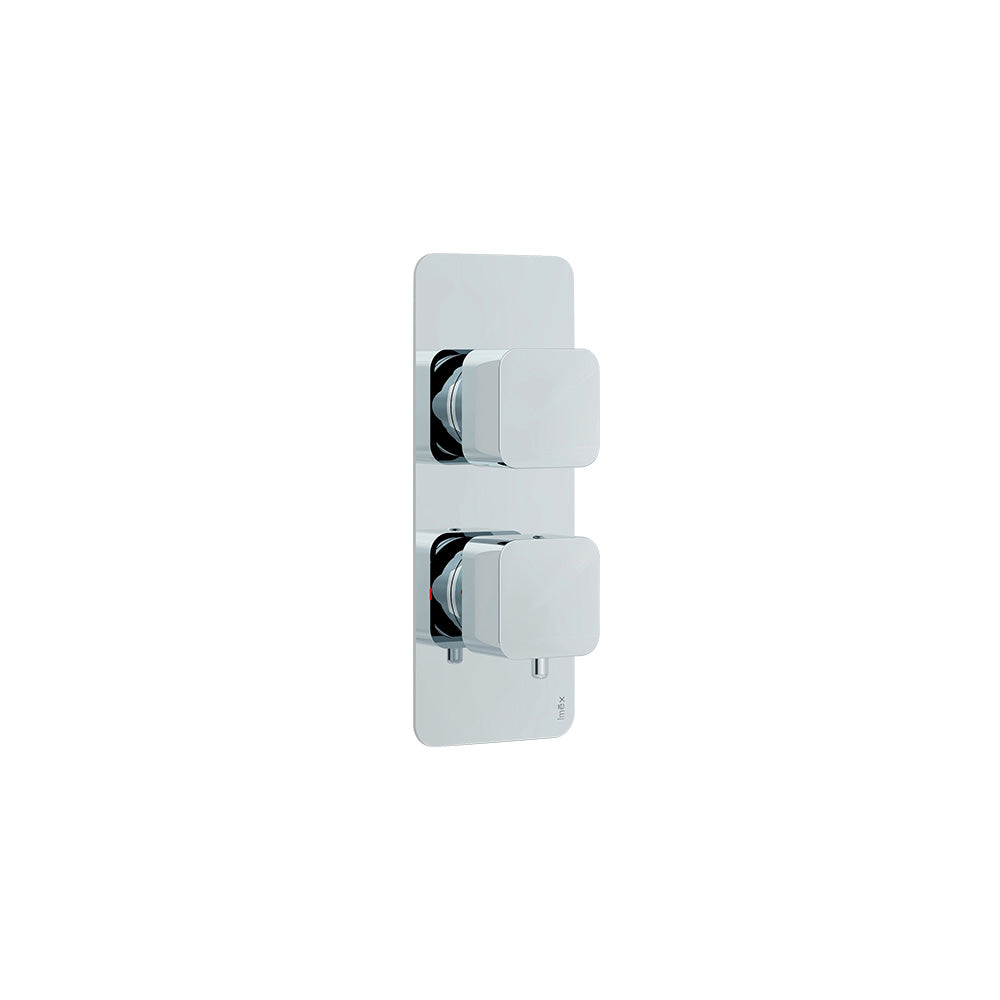 Quadro soft square shower valve – 2 handle, dual outlet – Chrome