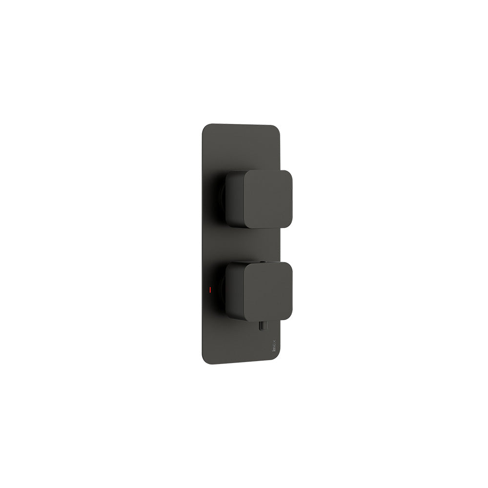 Quadro soft square shower valve – 2 handle, dual outlet – Matt Black