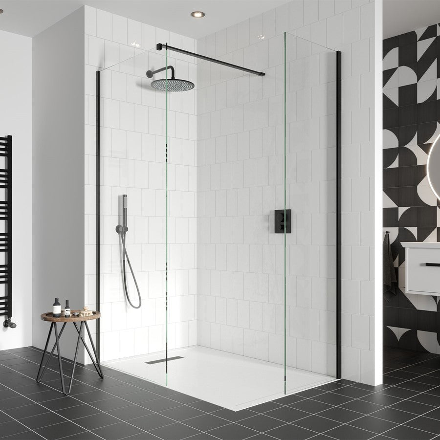 Gallery 10 Corner with Wall Bracing Bar - Brushed Stainless Steel