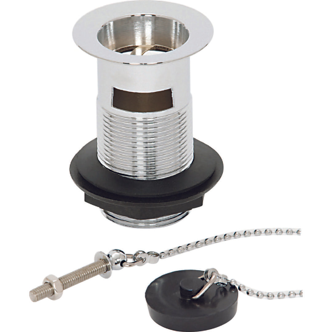 Elegant Haven Chrome Slotted Basin Waste With Chain And Plastic Plug