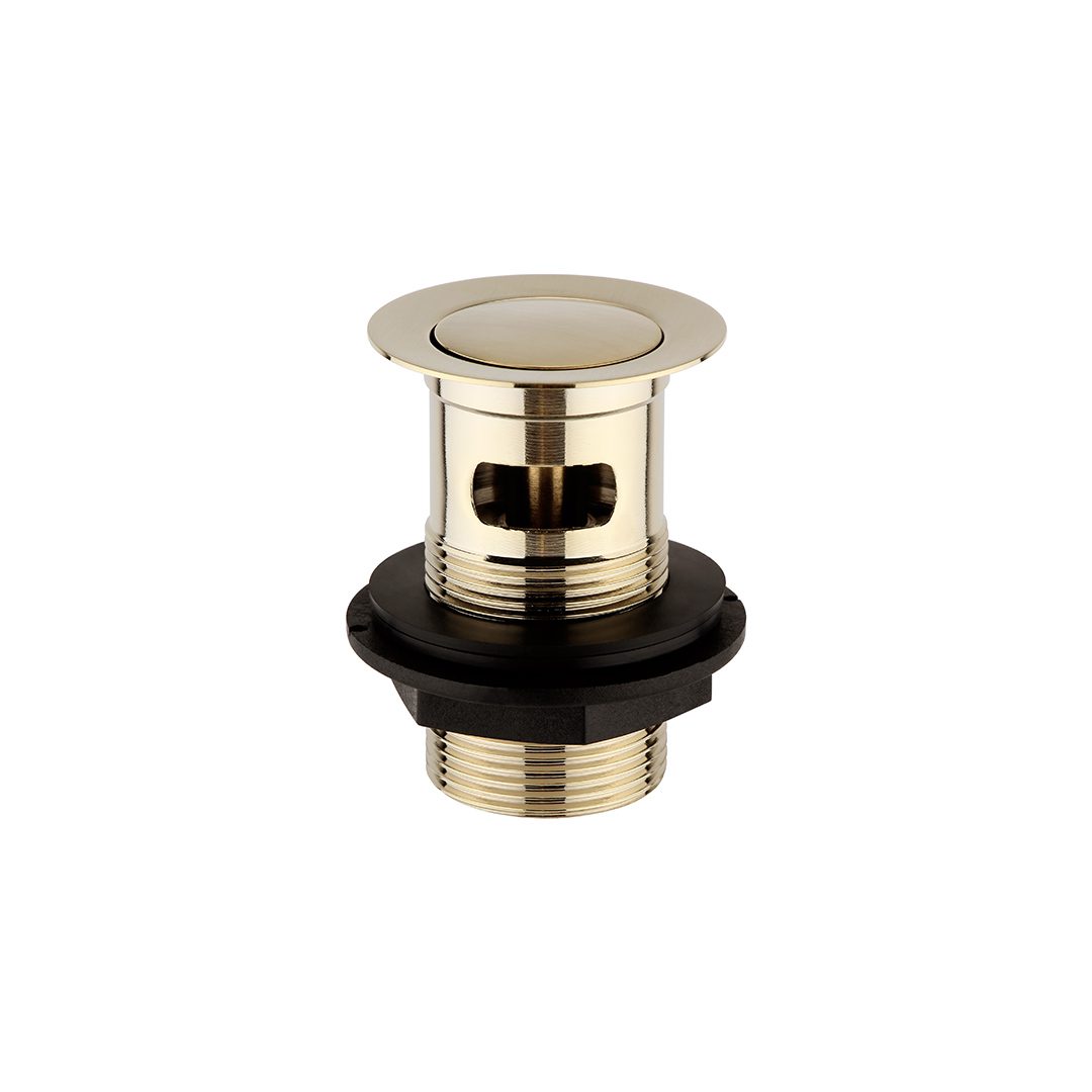 Elegant Haven Brushed Brass Slotted Mini Push Top Basin Waste 10