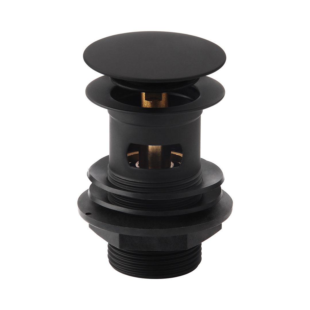 Elegant Haven Black Slotted Push Button Basin Waste No Shroud 10