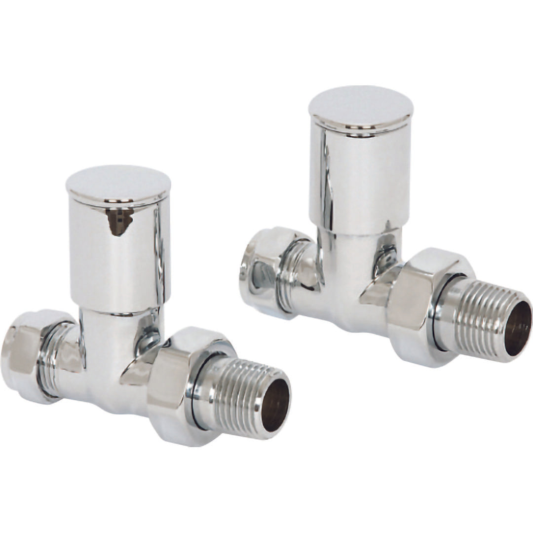 Elegant Haven Round Head Chrome Straight Radiator Valves