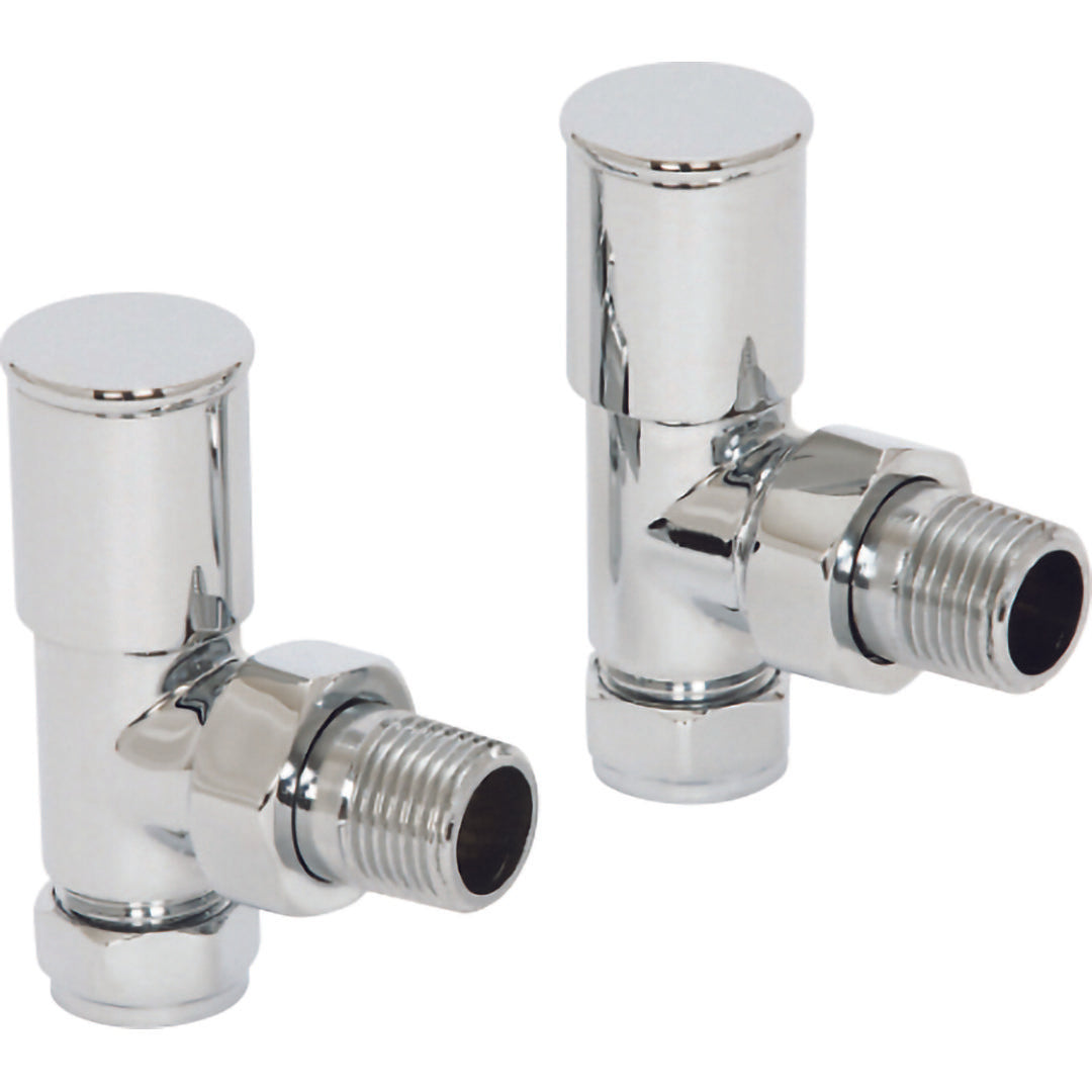 Elegant Haven Round Head Chrome Angled Radiator Valves