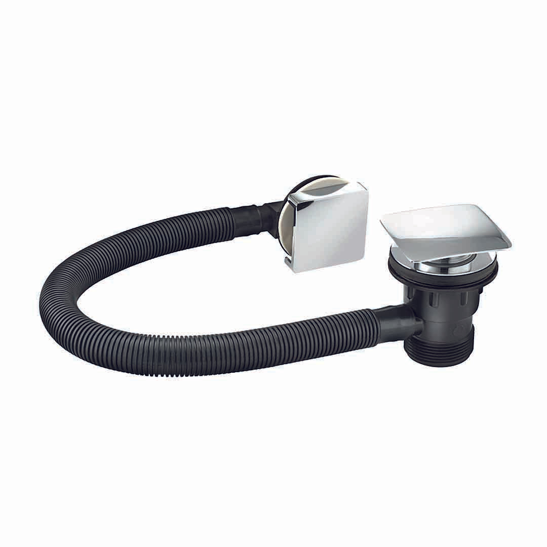Elegant Haven Square Chrome Push Button Bath Waste And Overflow 1