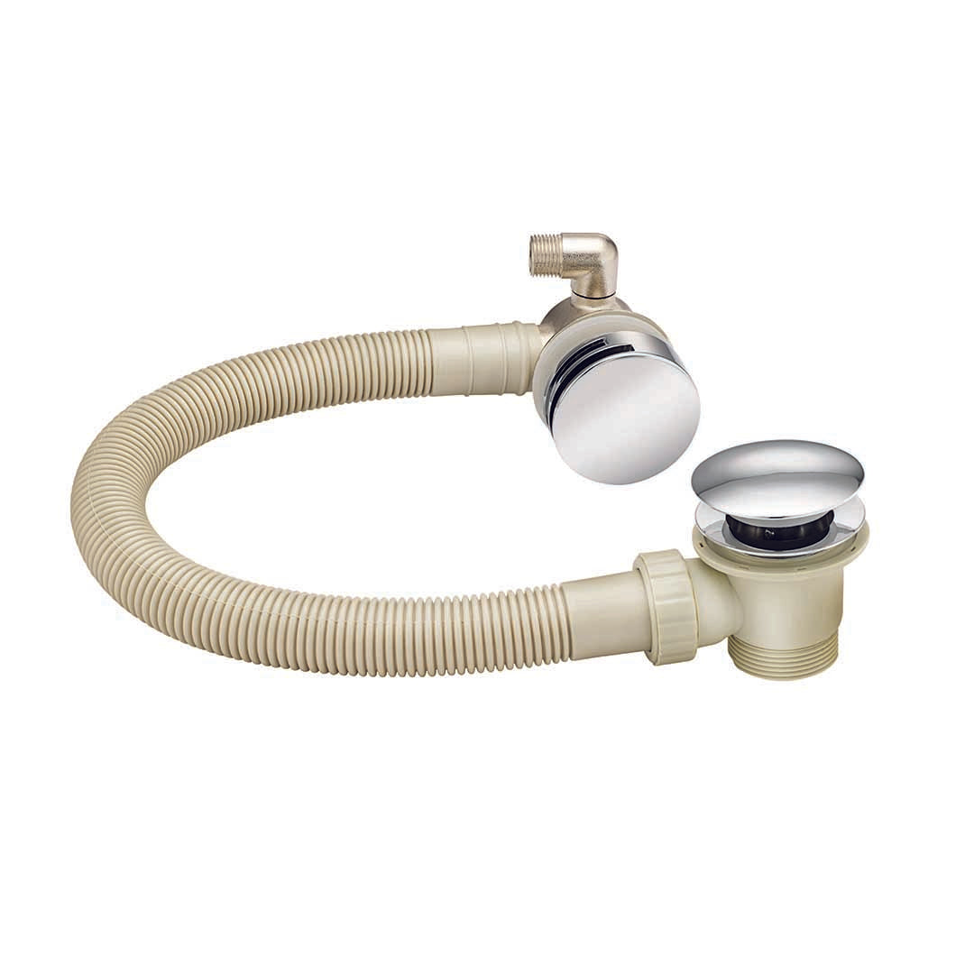 Elegant Haven Round Chrome Bath Waste With Overflow Bath Filler