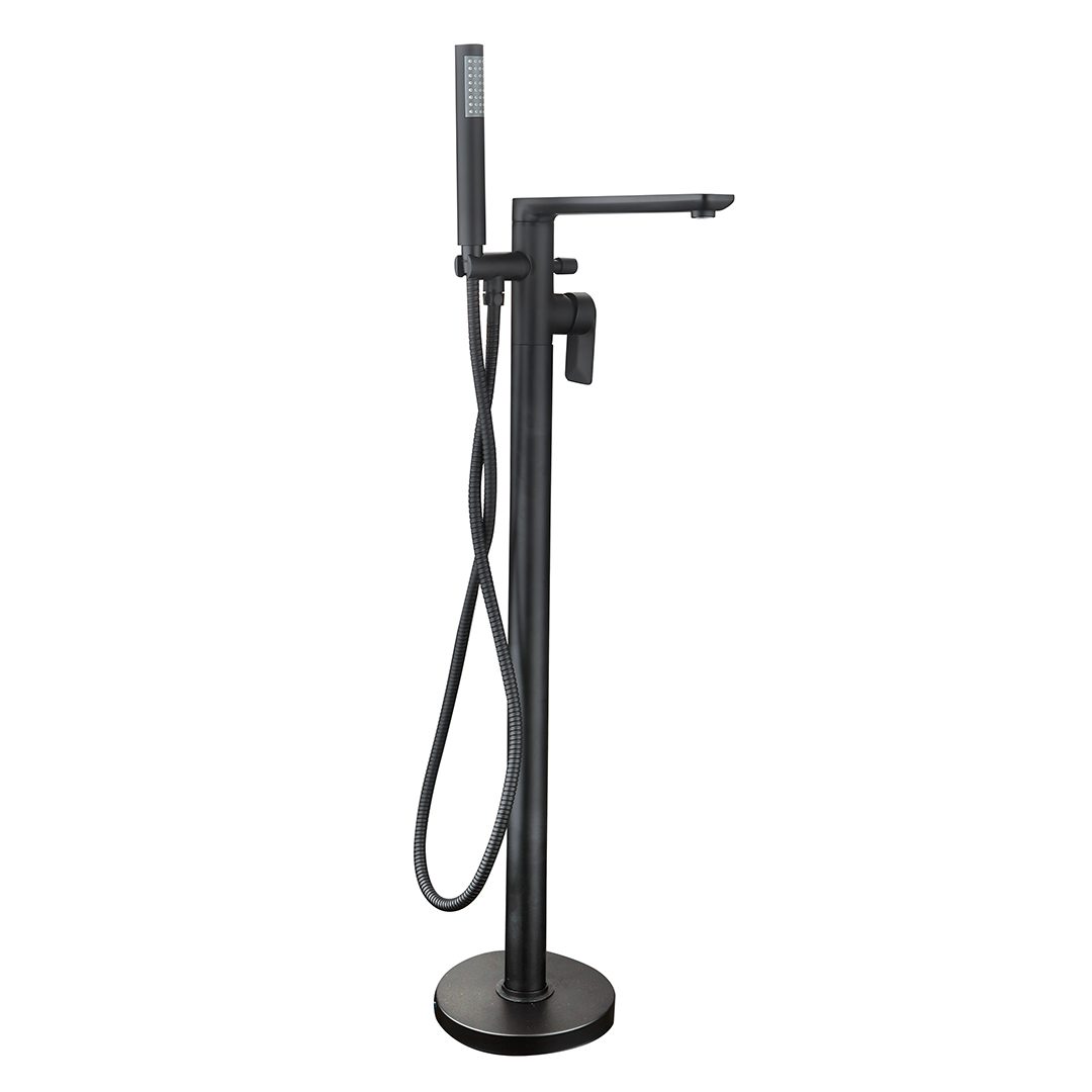 Elegant Haven Rona Matt Black Floor Standing Bath Shower Mixer 1