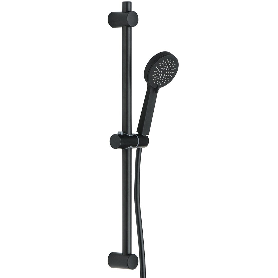 Elegant Haven Airth Round Matt Black Shower Riser Rail Kit 1