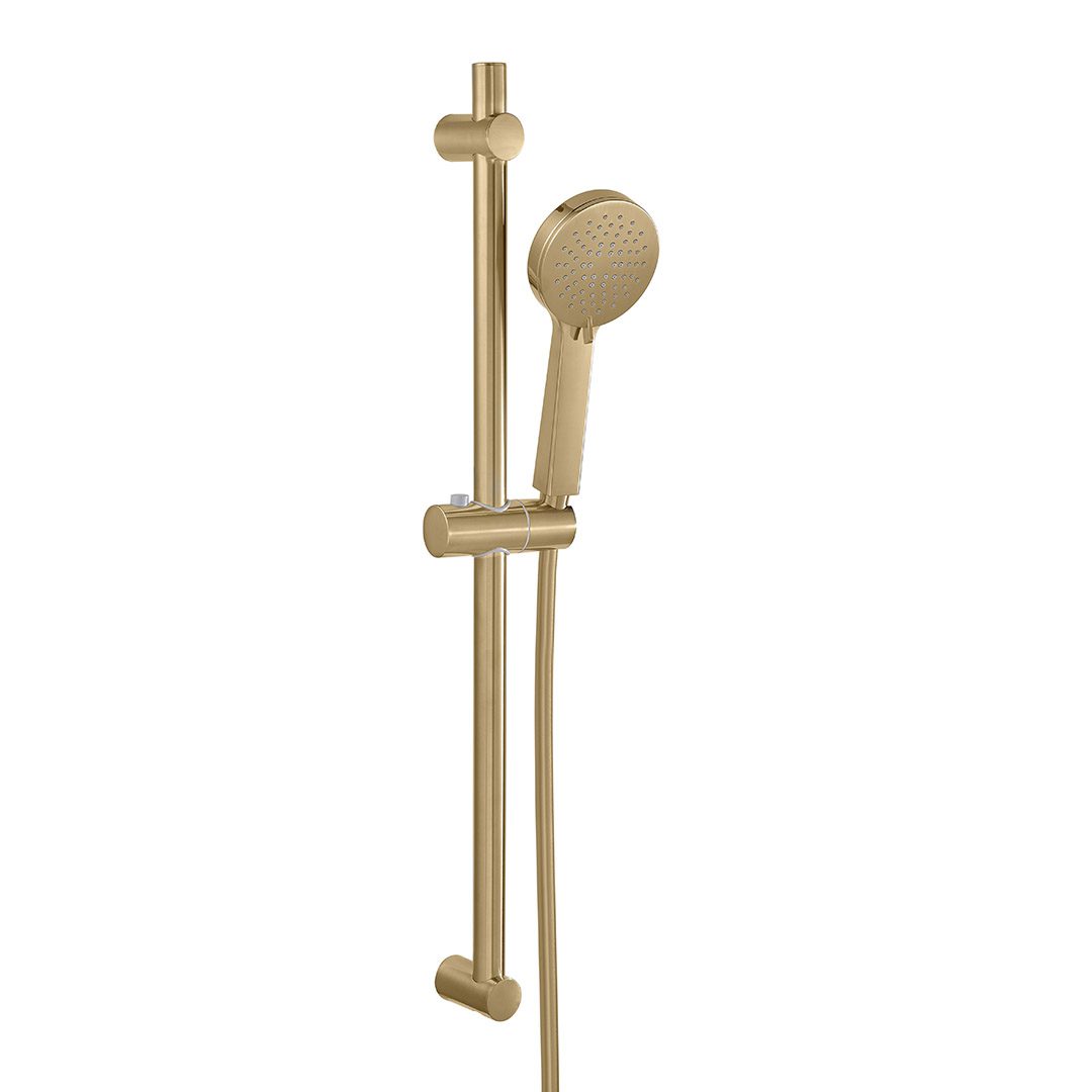 Elegant Haven Airth Round Brushed Brass Shower Riser Rail Kit 1