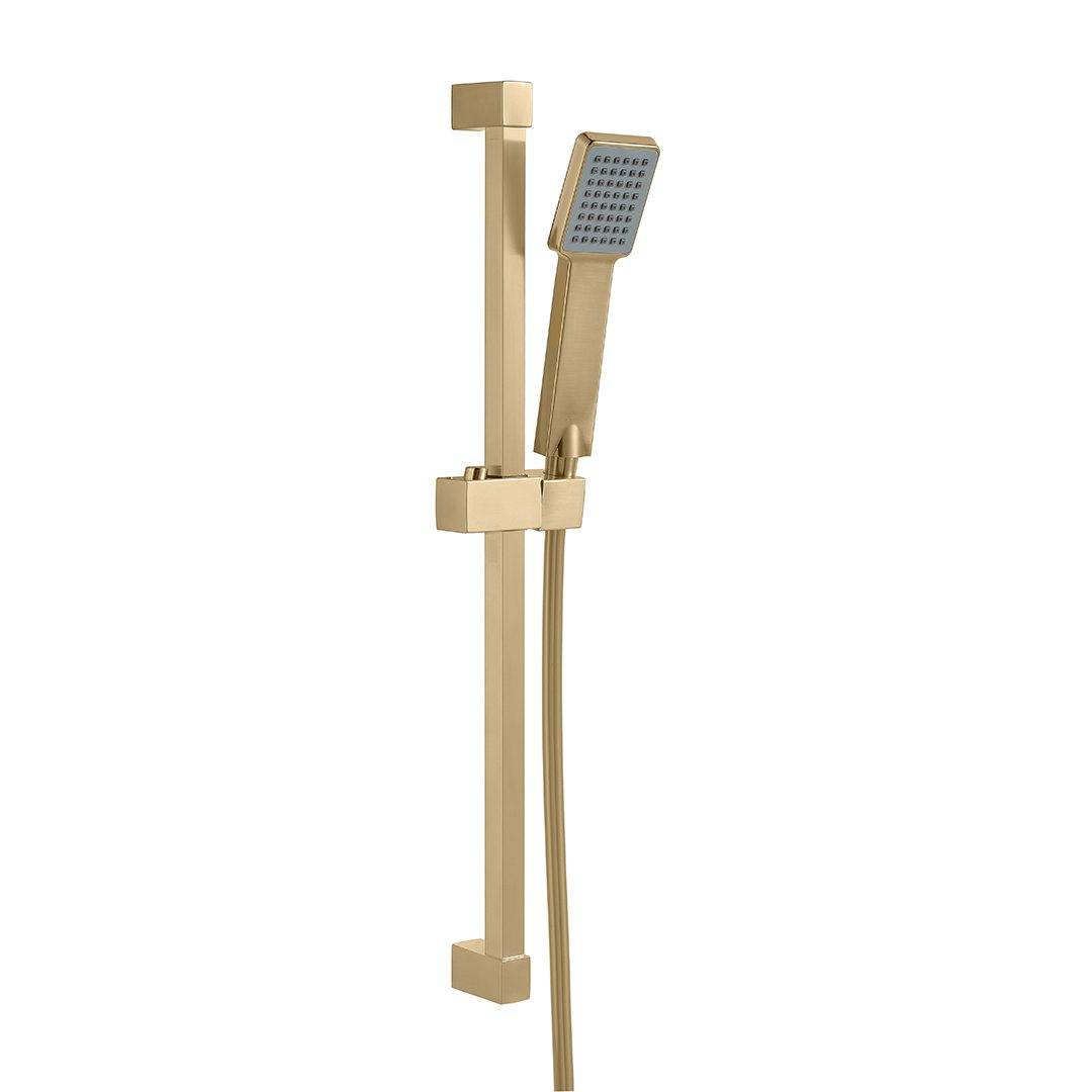 Elegant Haven Avoch Square Brushed Brass Shower Riser Rail Kit 1