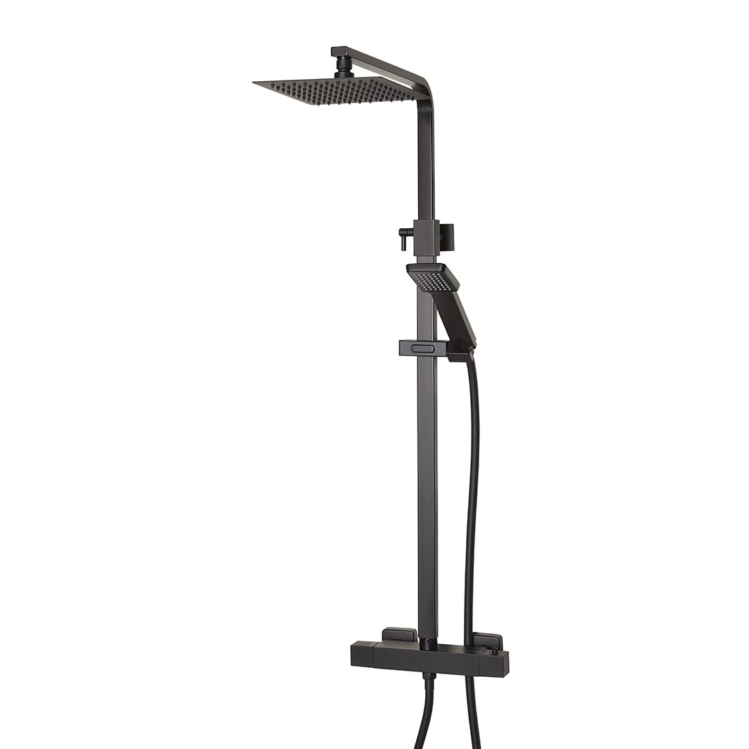 Elegant Haven Orkney Thermostatic Matt Black Exposed Bar Shower Valve 1