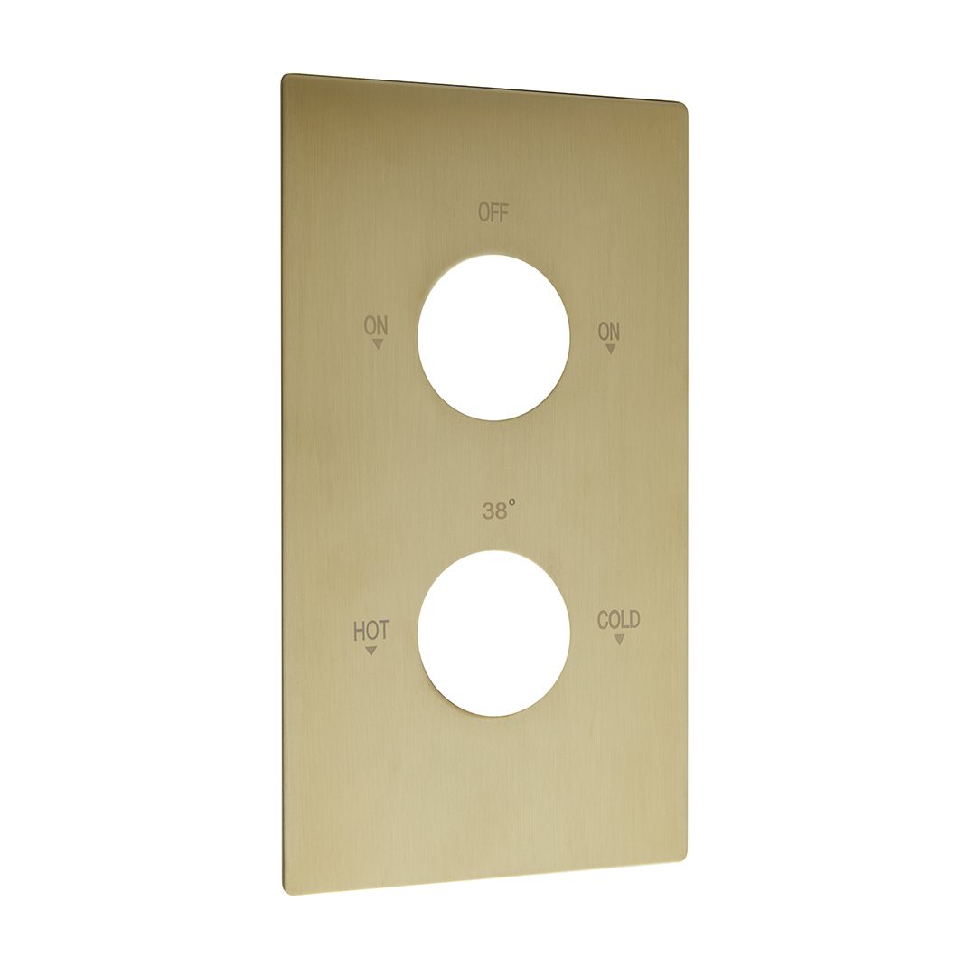 Elegant Haven Oban Square Brushed Brass 2 Hole Dual Flow Face Plate 1
