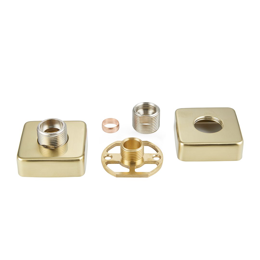 Elegant Haven Square Brushed Brass Fast Fix Shower Brackets 13