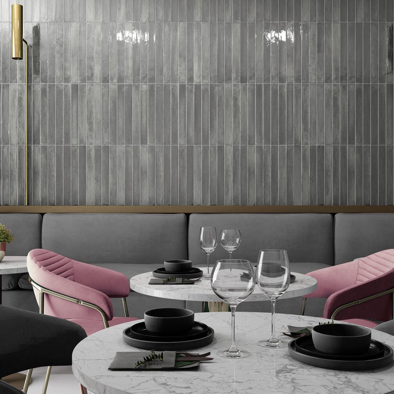 Capri Grey Gloss Ceramic Brick Tile 400x50mm