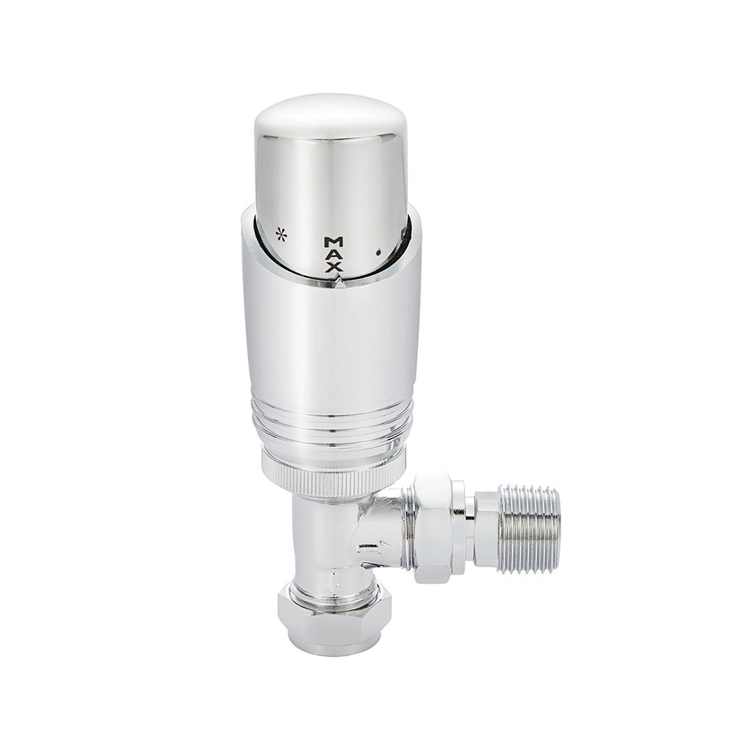 Elegant Haven Trv Thermostatic Chrome Angled Radiator Valves