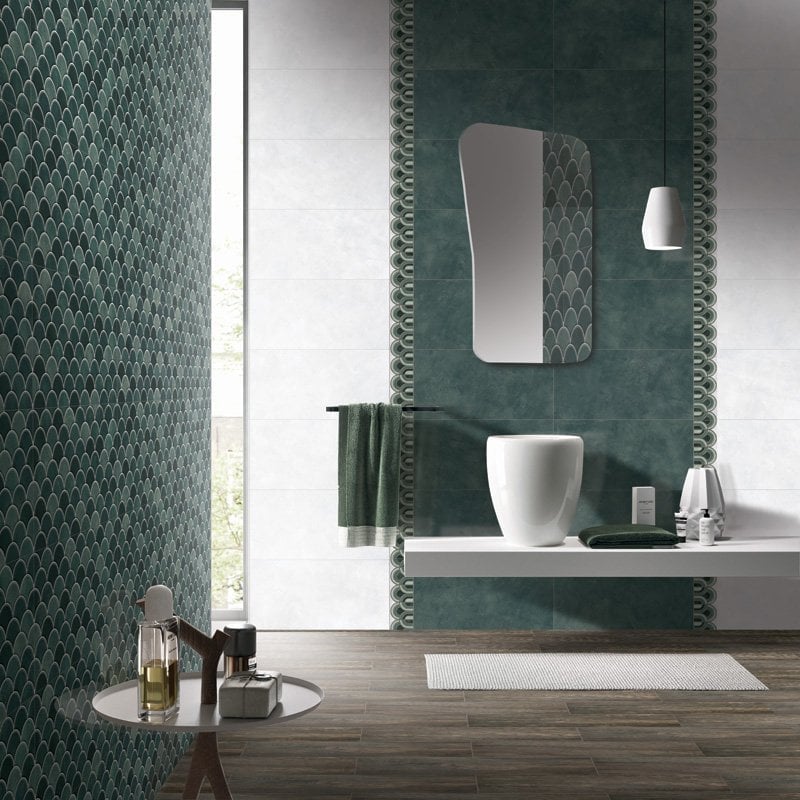 Atlantis Green Gloss Decor Ceramic Tile 600x300mm
