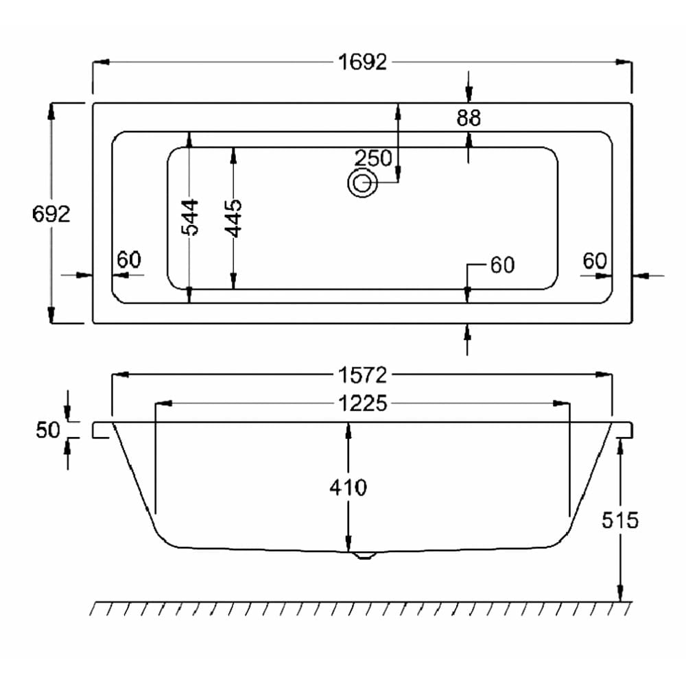Carron Quantum Acrylic Double Ended Bath - 1700x700mm