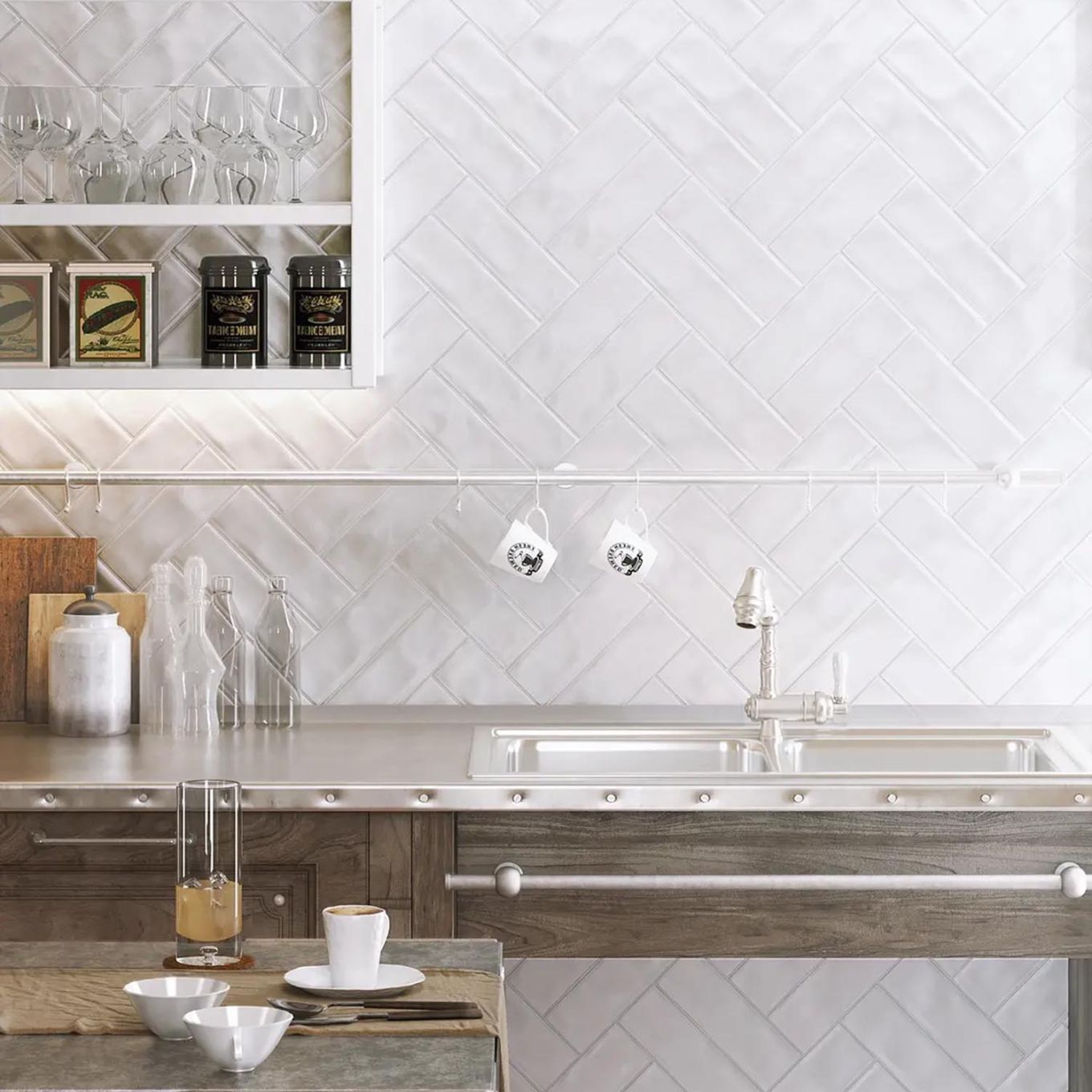 Borneo White Gloss Brick Tile 65x200mm