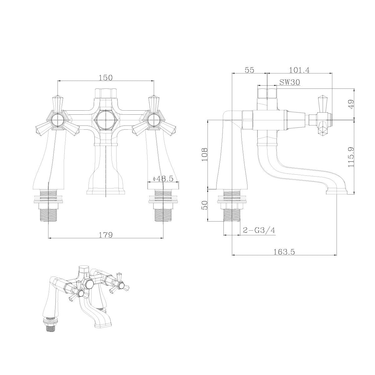 Adonis Gold Bath Filler Tap