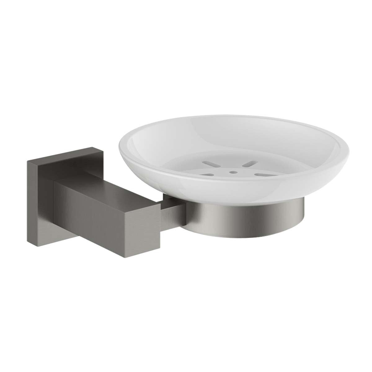 Quad Gunmetal Ceramic Soap Dish Holder