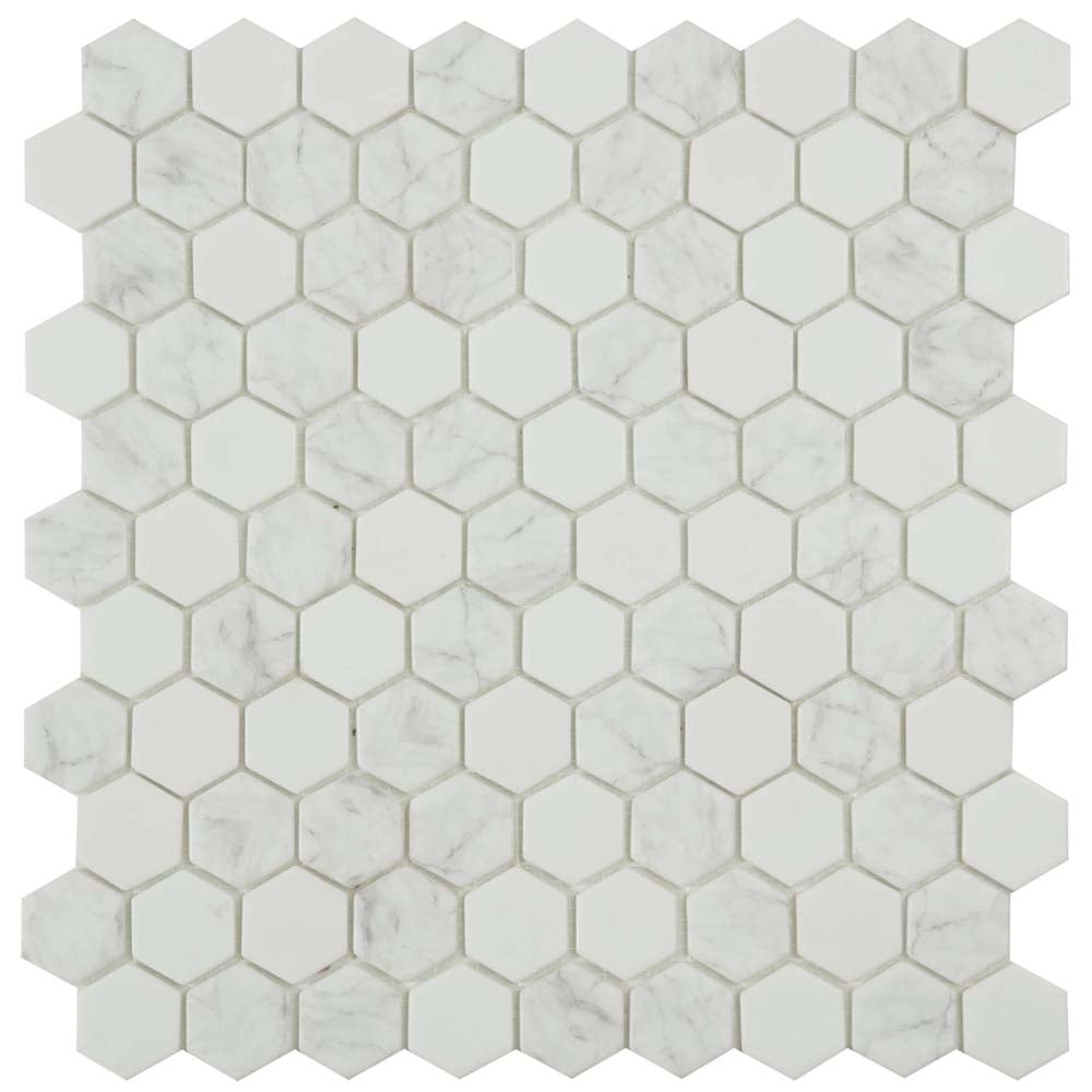 Alcor Matt White Flake Marble Mosaic 307x317mm