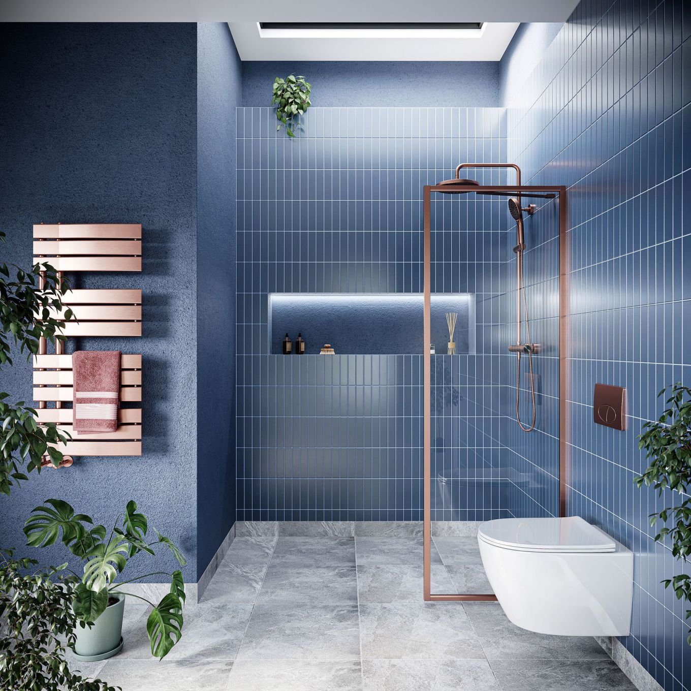 Amien Brushed Bronze Framed Clear Glass Shower Screen 680mm