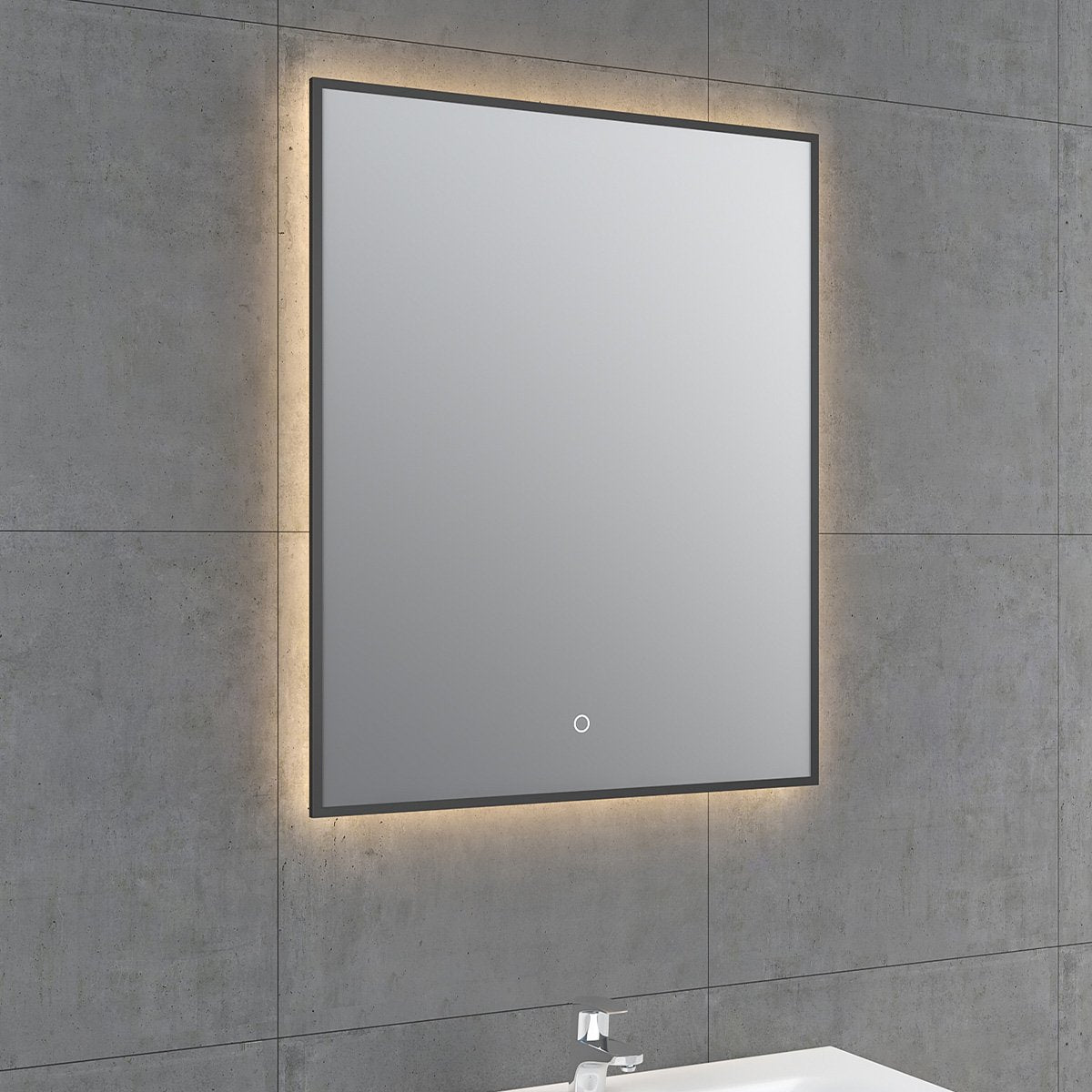 Rione Rectangular Black Backlit LED Mirror 500x725mm