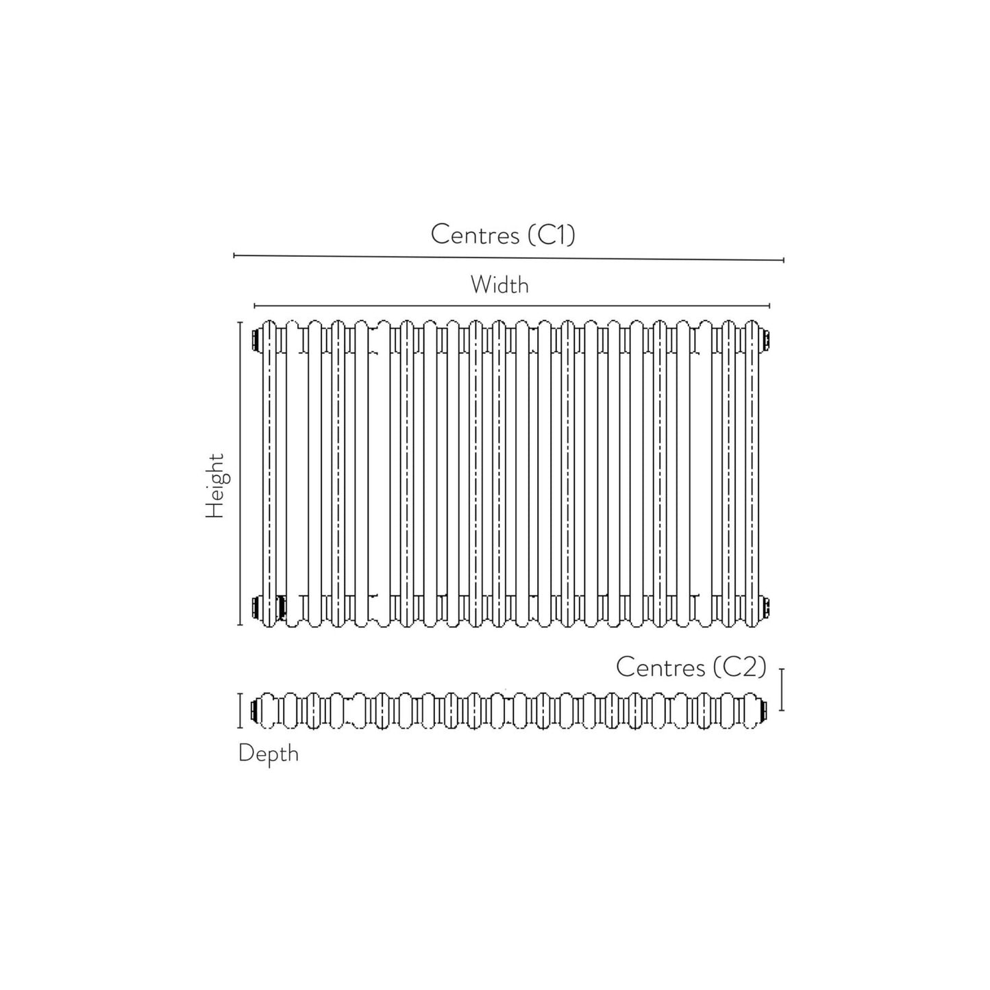 2 Column Horizontal Designer Radiator – 600 X 1190