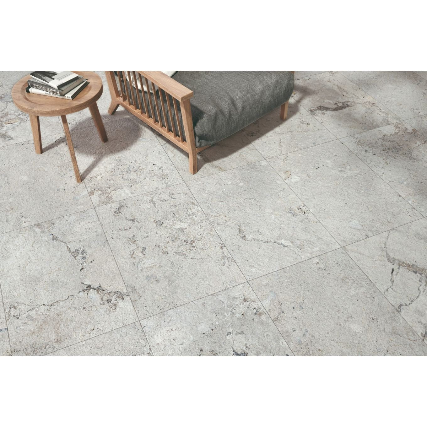 Kratos White Stone Effect Porcelain Tile 450x650mm