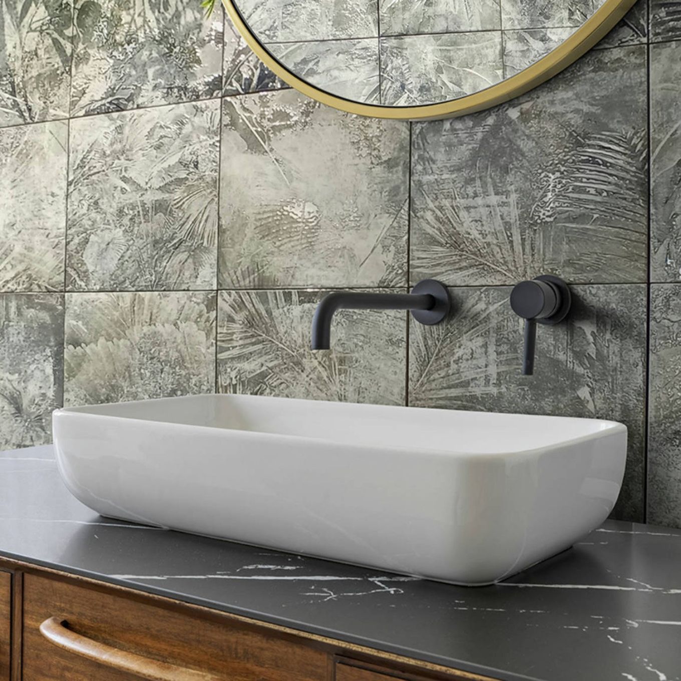 Algarve Green Tropical Patterned Lappato Porcelain Tile 250x250mm