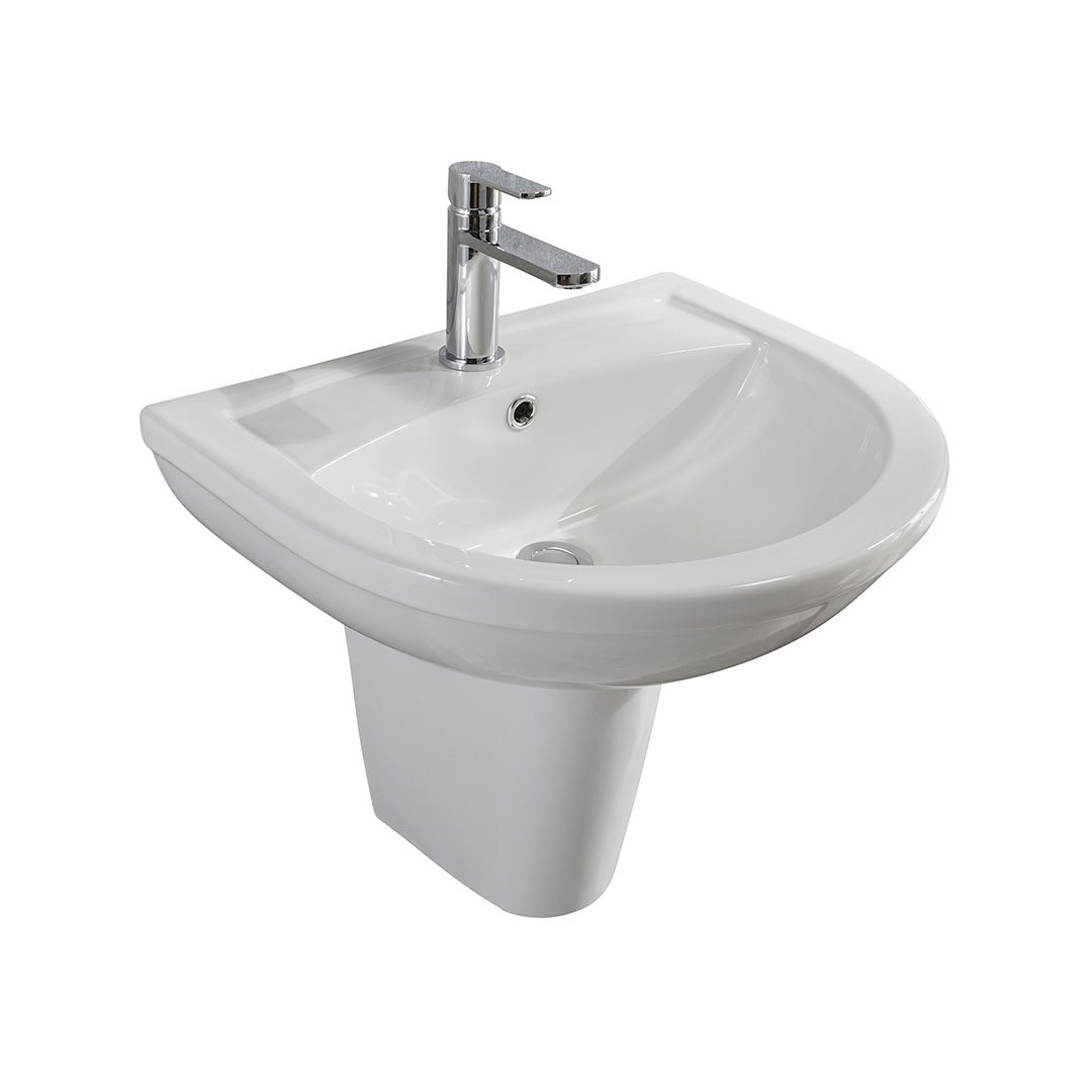 Elegant Haven Skara 550mm 1 Tap Hole Basin And Semi Pedestal 26421-