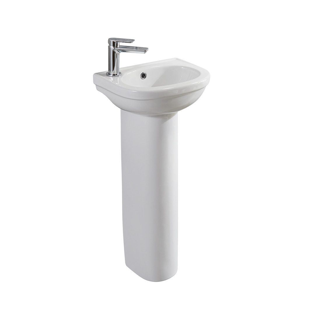 Elegant Haven Skara 360mm 1 Tap Hole Left Hand Basin And Pedestal 26426-