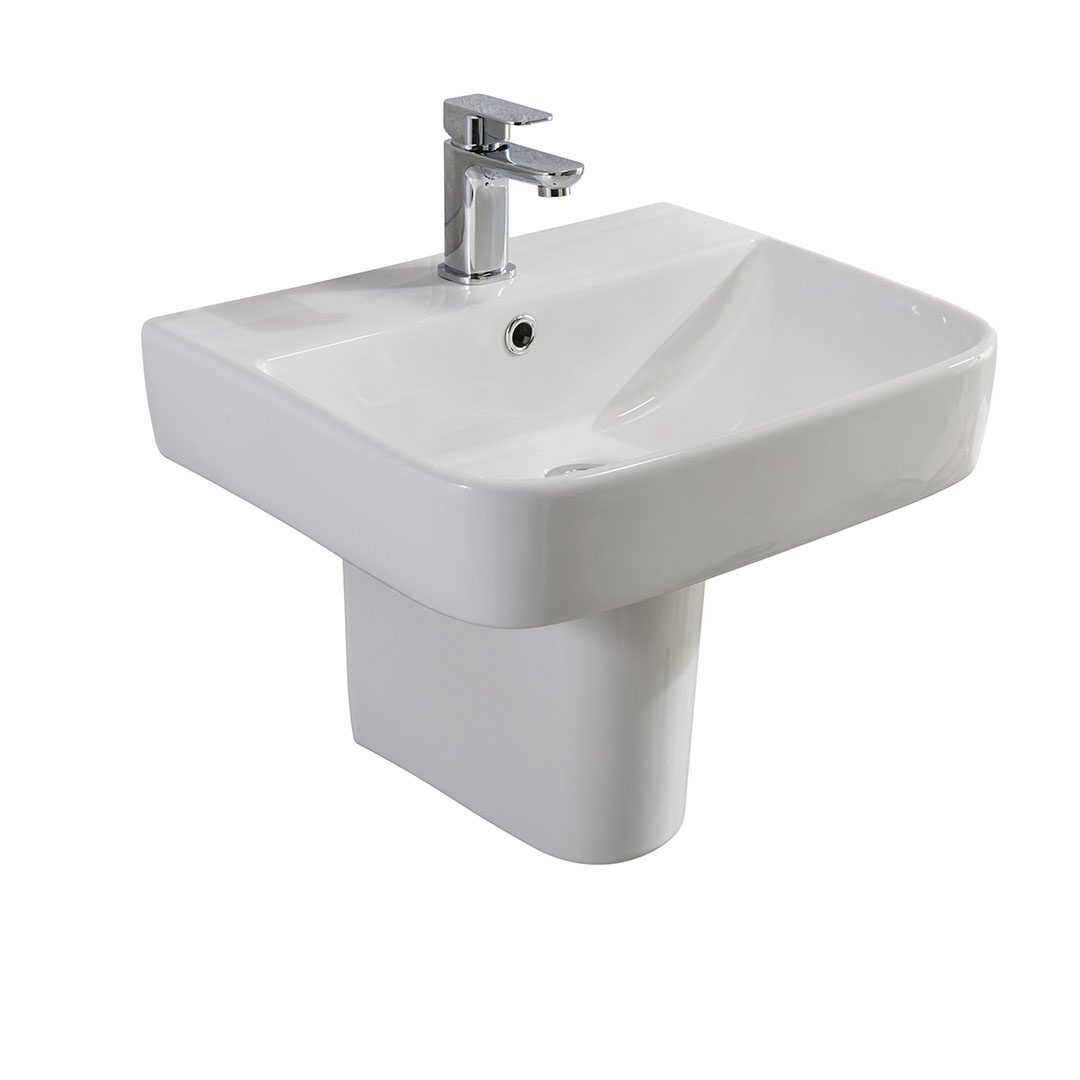 Elegant Haven Elgin 450mm 1 Tap Hole Basin And Semi Pedestal 27420-