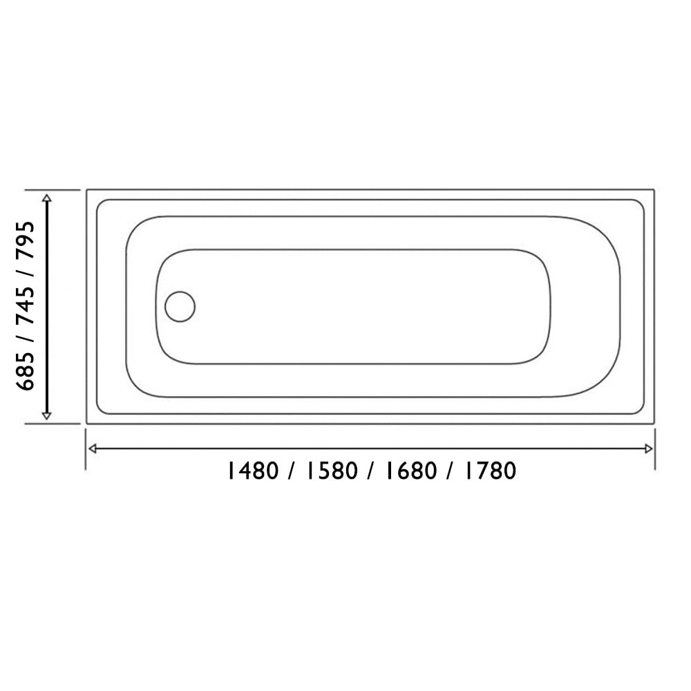 Leigh Single Ended Super Strong Reinforced Acrylic Bath 1780x795mm