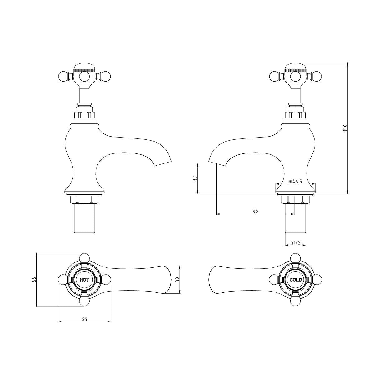 Grosvenor Gold Basin Pillar Taps