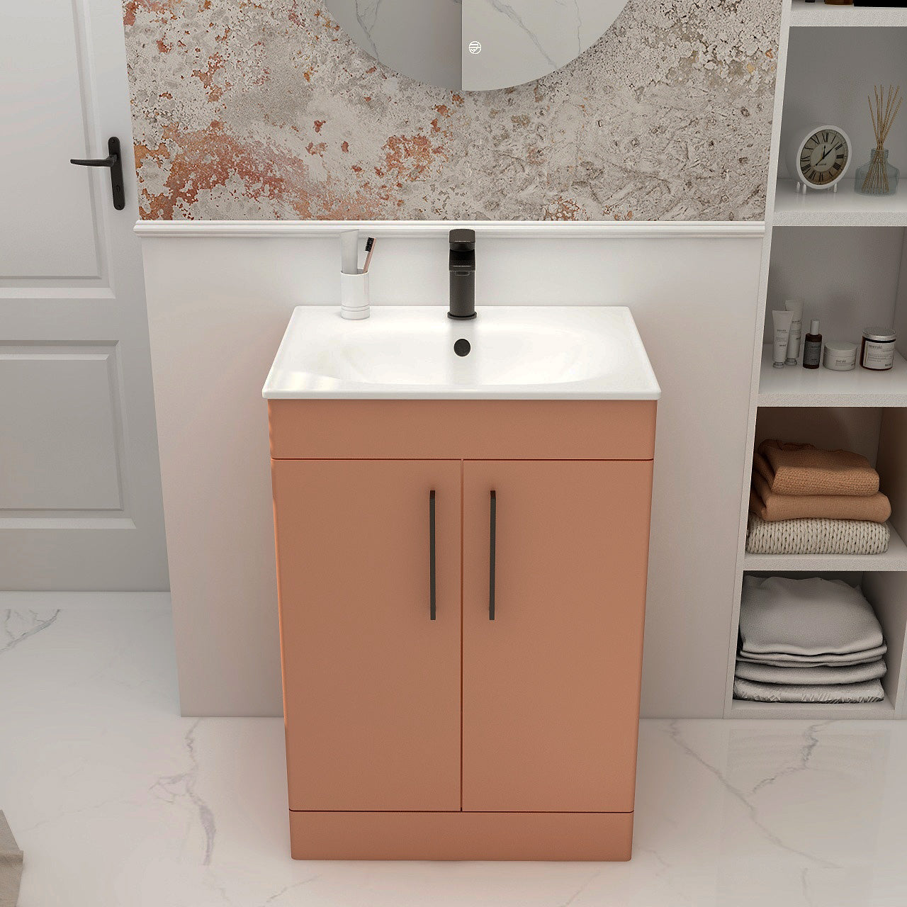 Croma Floor standing double door 600mm cabinet in terracotta