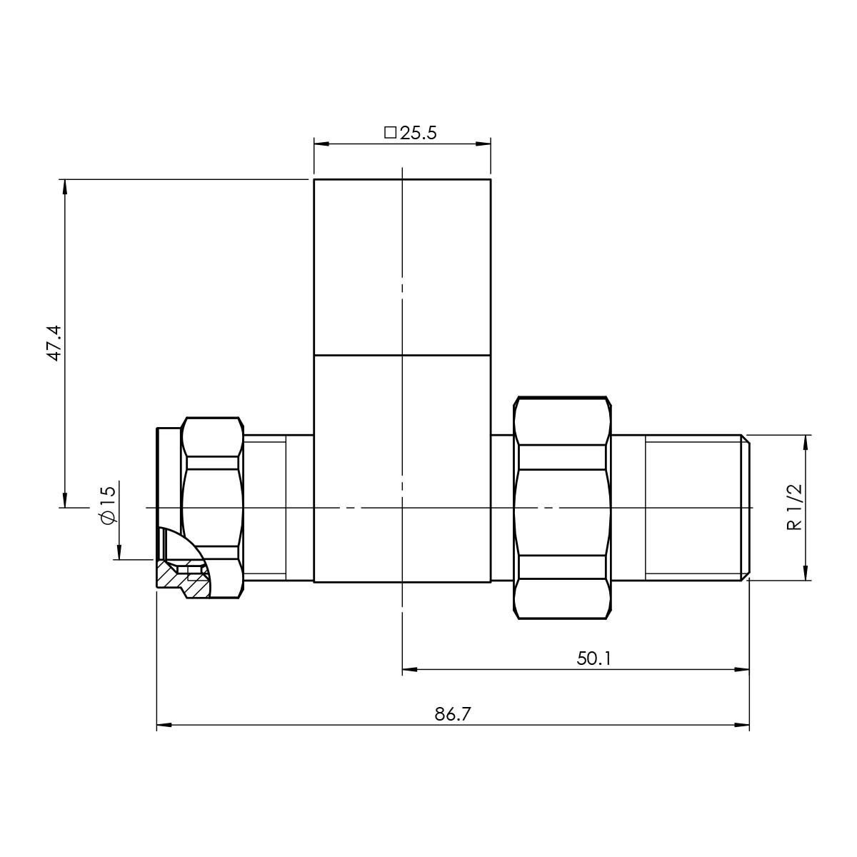 Square Brushed Bronze Straight Pair of Radiator Valves