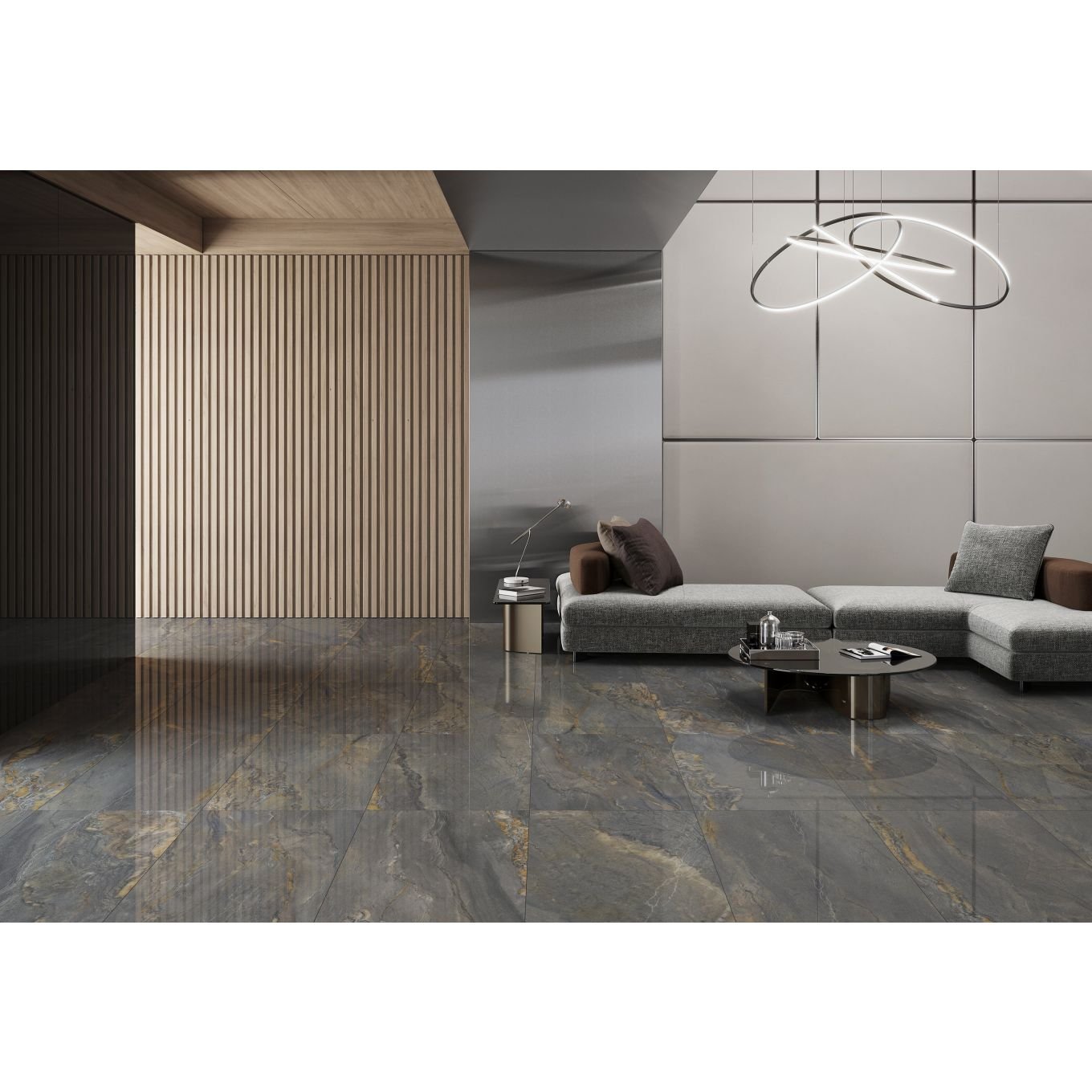 Duomo Dark Grey Marble Gloss Porcelain Tile 600x1200mm