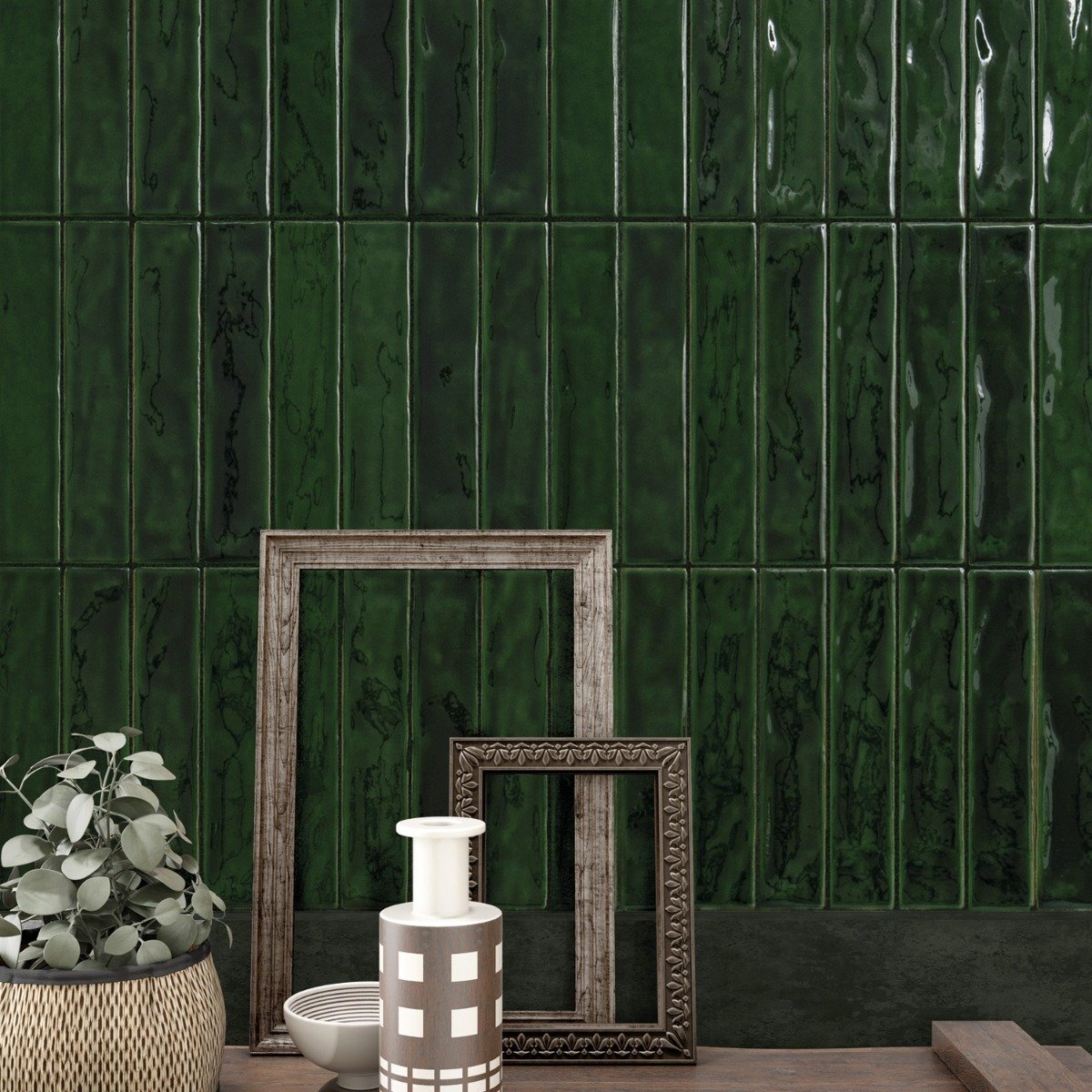 Sapporo Green Gloss Ceramic Brick Tile 250x50mm