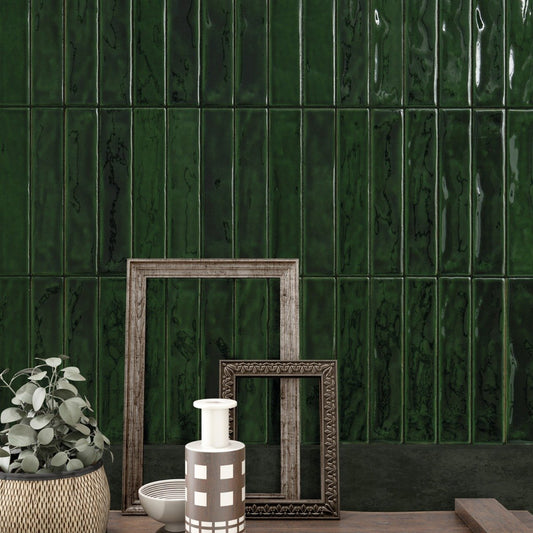 Sapporo Green Gloss Ceramic Brick Tile 250x50mm