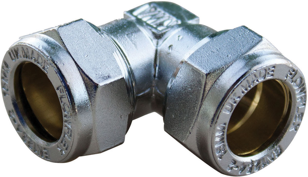 Chrome Compression Equal Elbow 15mm