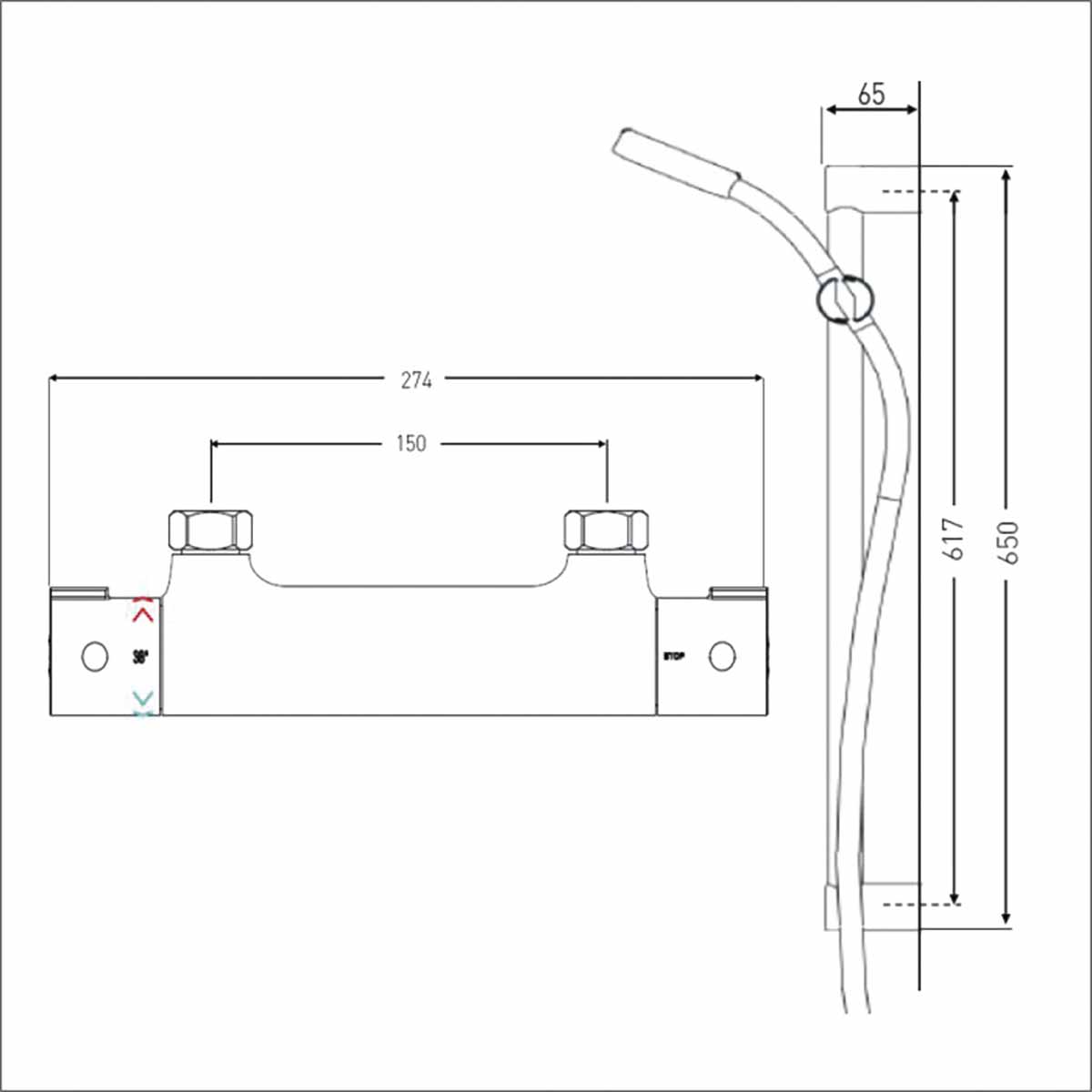 Bristan Frenzy Cool Touch Thermostatic Bar Shower Mixer with Kit