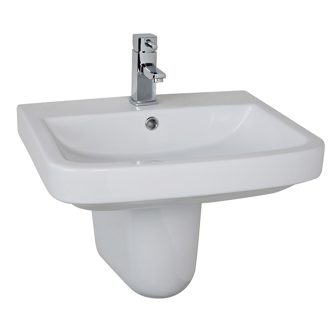 Elegant Haven Iona 550mm 1 Tap Hole Basin And Semi Pedestal 35421-