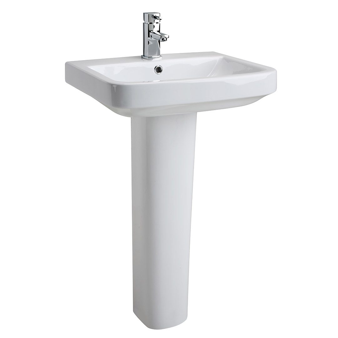Elegant Haven Iona 550mm 1 Tap Hole Basin And Pedestal 35421-