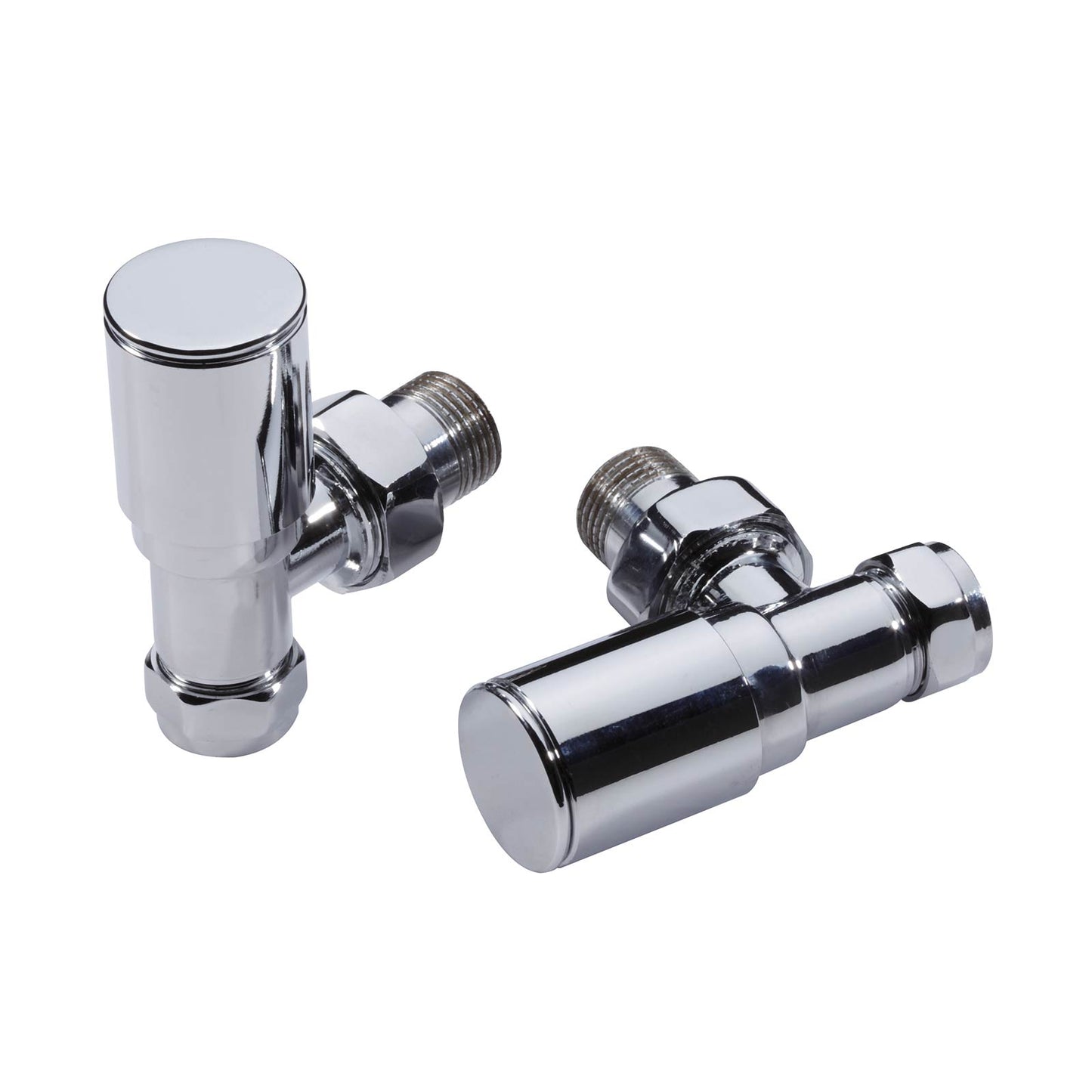 Chrome Angled Towel Rail Radiator Valves Pack of 2
